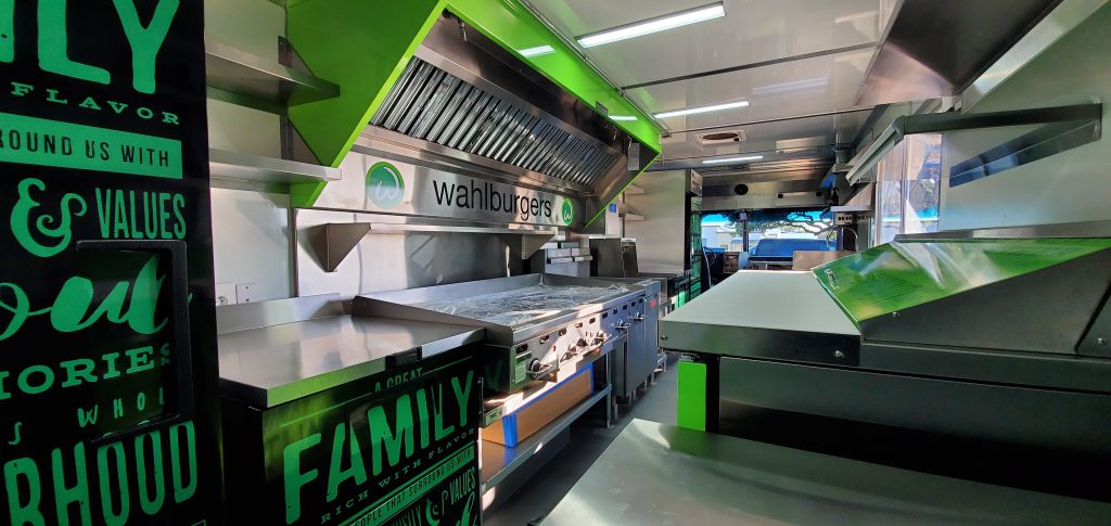Wahlburgers food truck kitchen line