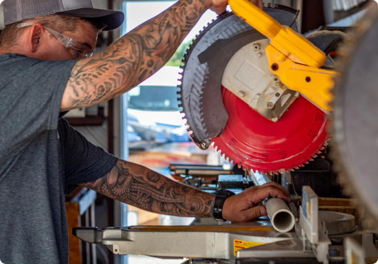 Fabrication work at the Curbside shop