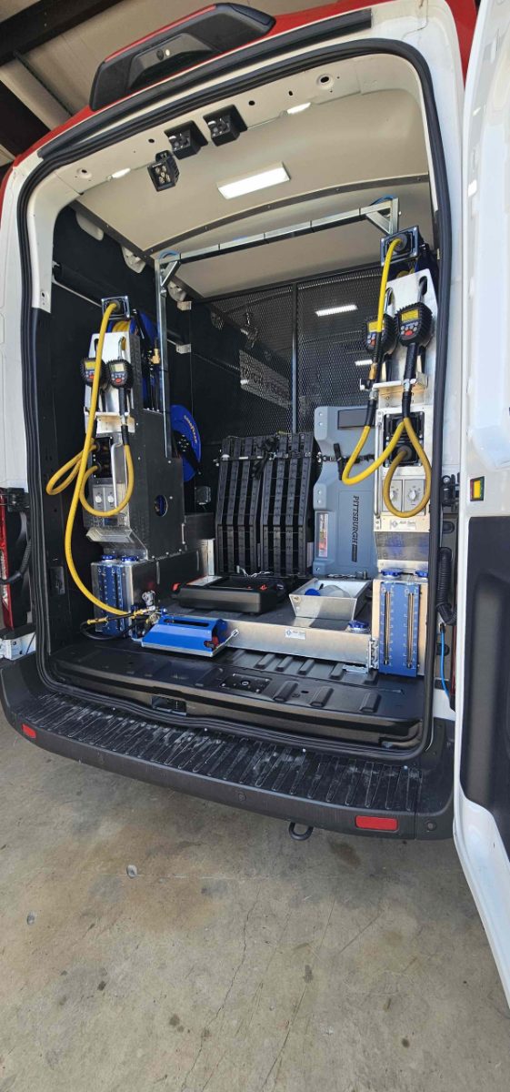 Full size auto service van interior, fully equipped