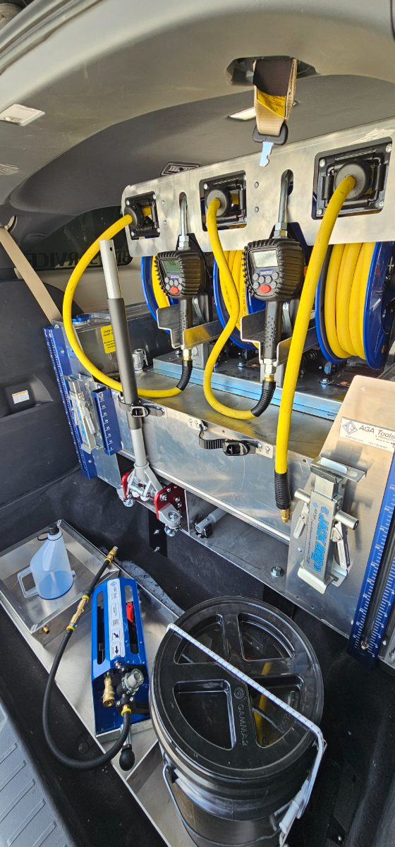 Dispensing handles and hose reels detail