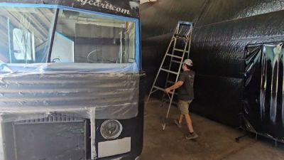 Crew working on a trailer build